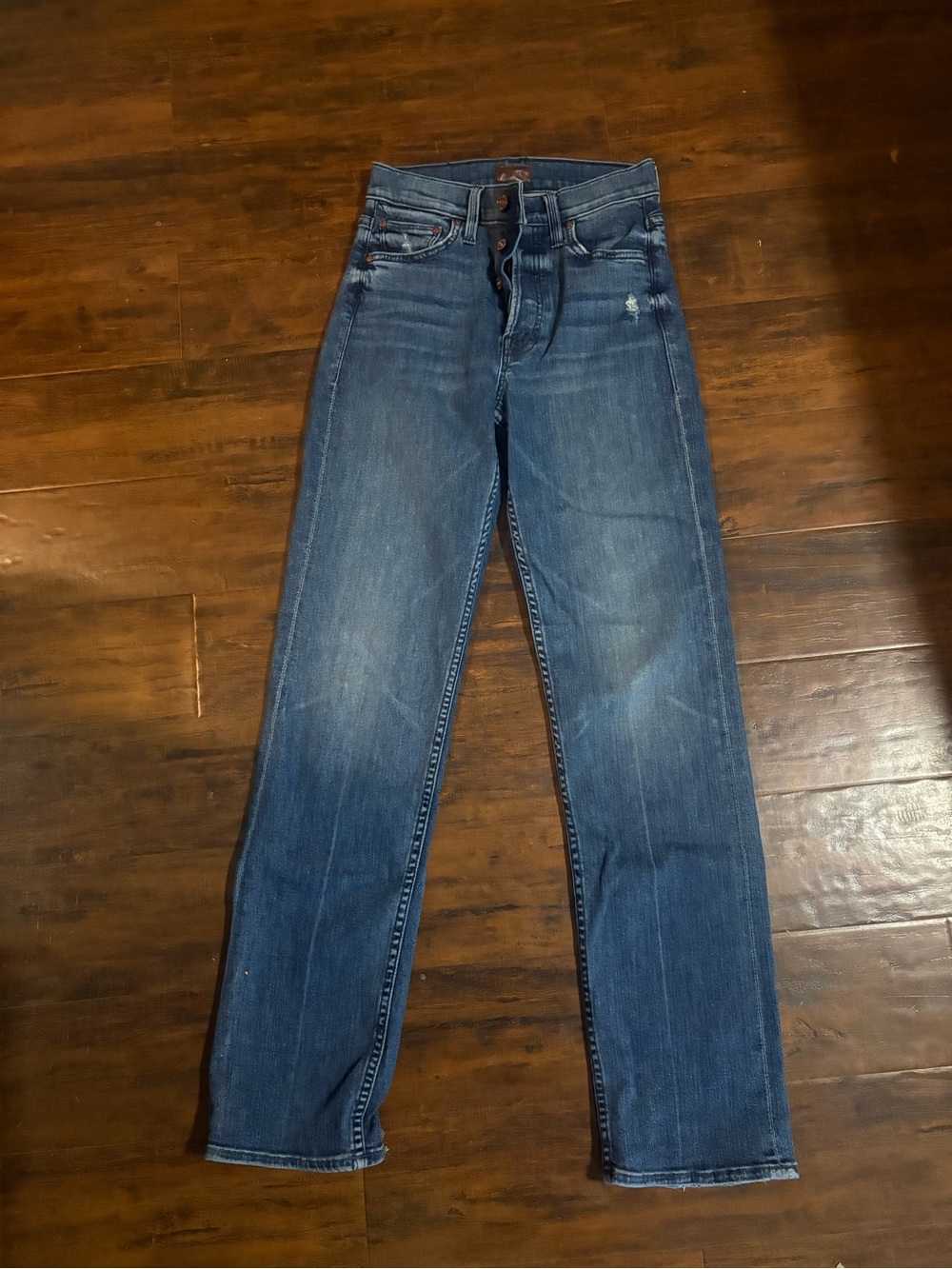 MOTHER Straight Leg Jeans in Dark Blue Wash